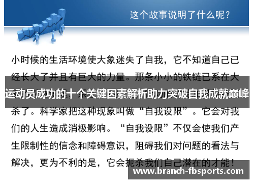 运动员成功的十个关键因素解析助力突破自我成就巅峰
